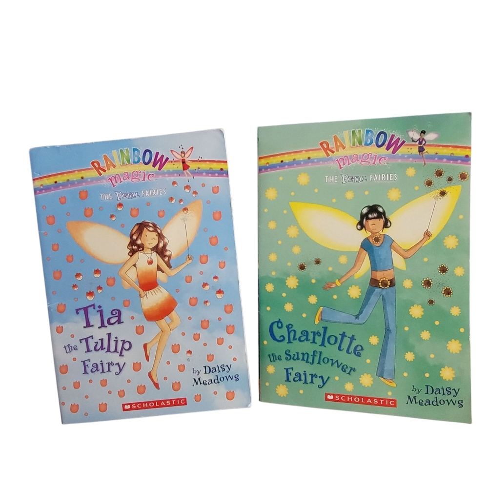 💗 (2) RAINBOW MAGIC Books #1 Tia & #4 Charlotte Petal Fairies